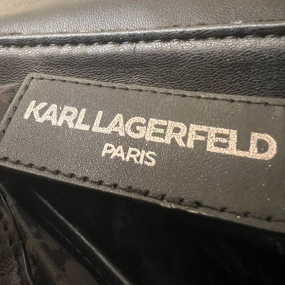 Karl Lagerfeld Black Quilted Crossbody Bag with Multicolor Thread NWT - Picture 3 of 11